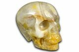 Realistic Yellow and White Aventurine Crystal Skull #382120-1